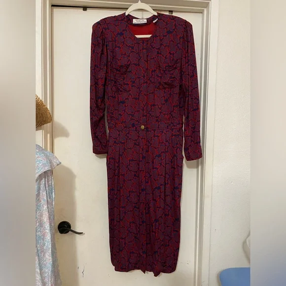 Talbots Red and Black Sheath Dress Long Sleeve - Picture 1 of 4